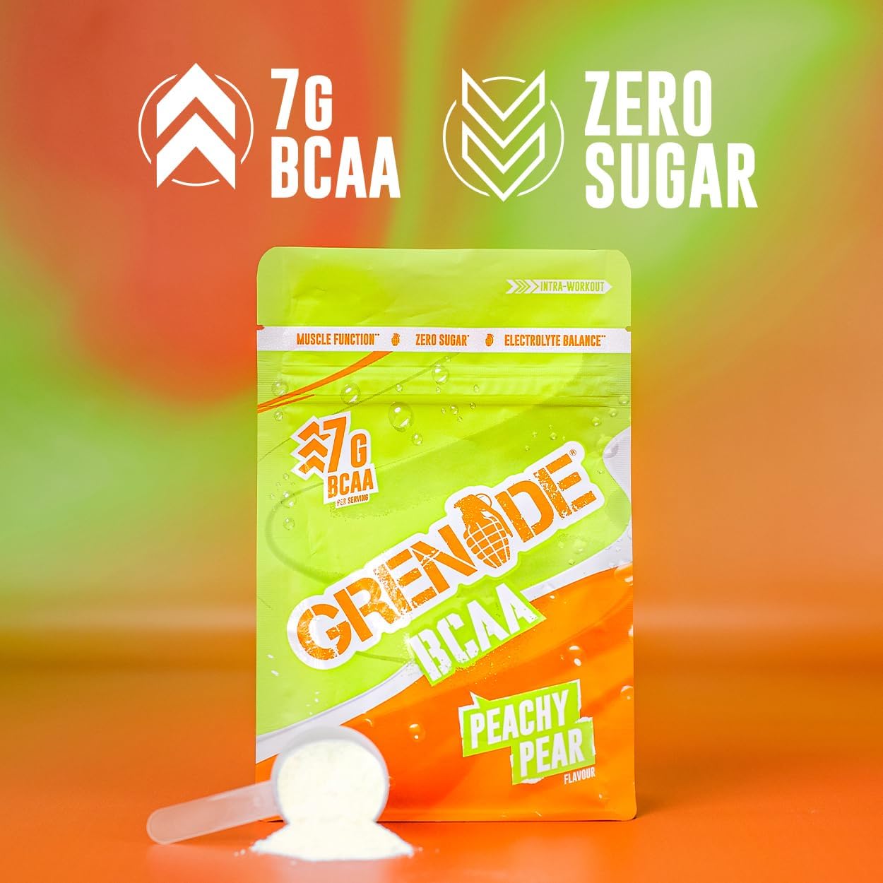 Grenade BCAA Intra Workout Powder, Peachy Pear, 390 g (Pack of 1) | 30 Servings, 7 g BCAA with Amino Acids Including B-Vitamins, Magnesium & Glutamine, Zero Sugar, Vegan & Vegetarian