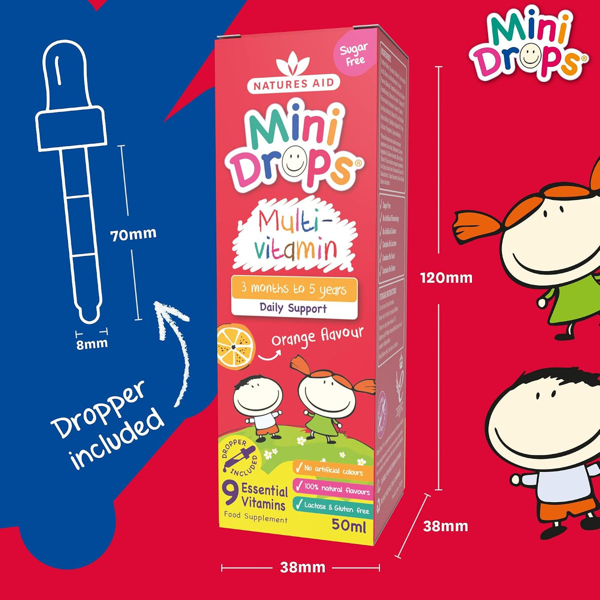 Natures Aid Mini Drops Multi-Vitamin for Babies, Kids & Children 50ml