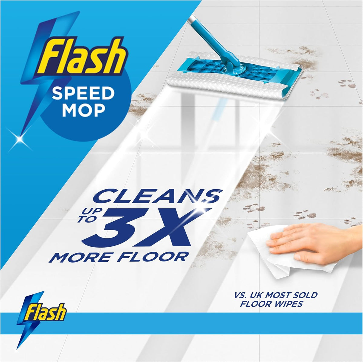 Flash Speedmop Wet Mop Floor Cleaner Starter Kit 1 Mop, 20 Wet Lemon Refills