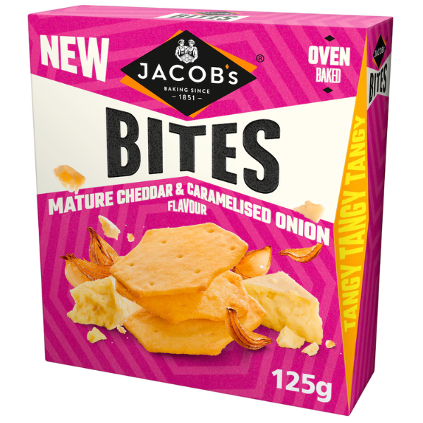 Jacob's Bites Mature Cheddar & Caramelised Onion Crackers 5 x 125g