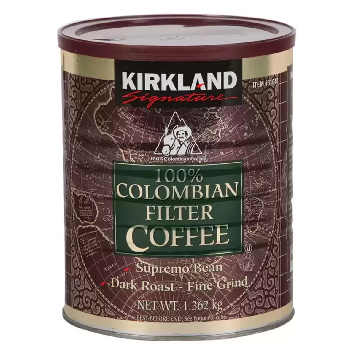 Kirkland Signature 100% Colombian Ground Filter Coffee, 6 x 1.362kg