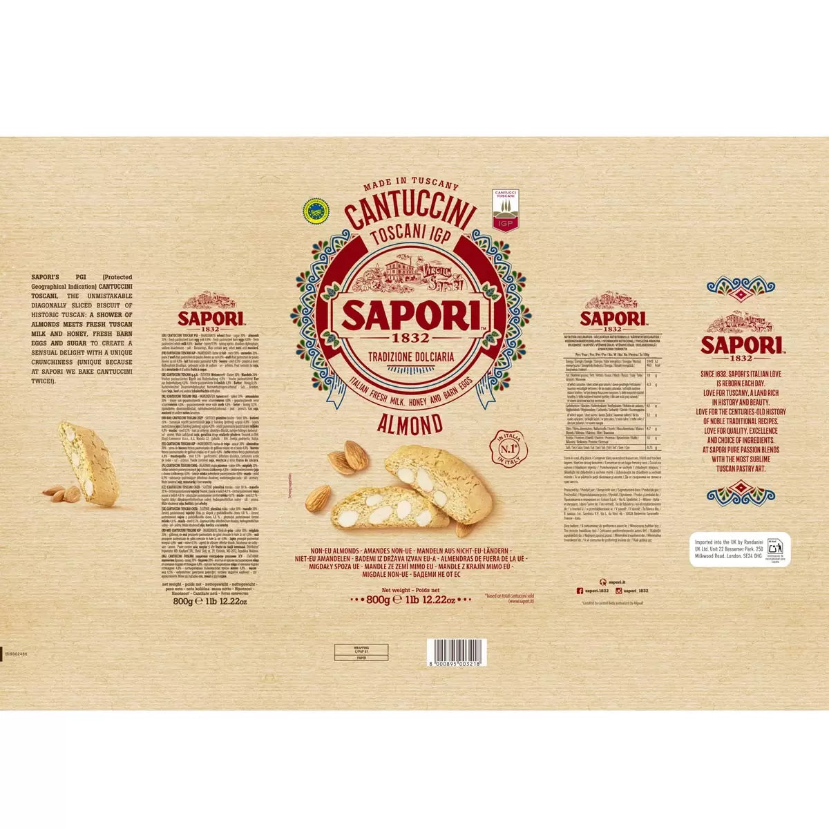 Sapori Cantuccini Almond Biscuit, 800g