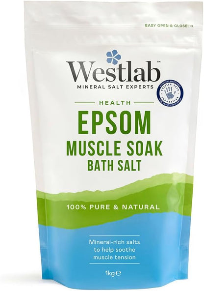 Westlab Health Epsom Bath Salts 1kg (1 Pack)