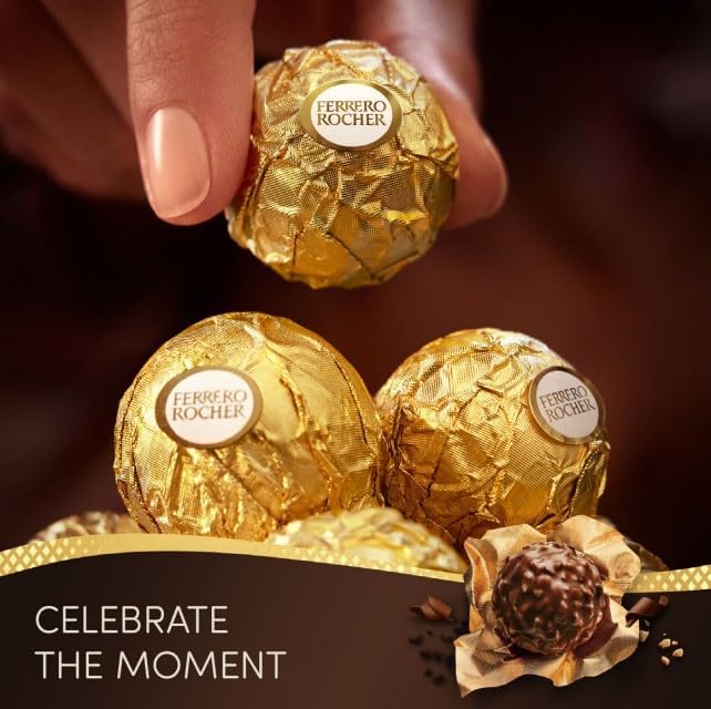 Ferrero Rocher Pralines, Chocolate Gifts - Chocolate Gift Box, Covered in Milk Chocolate and Nuts, 42 Pieces (525g)