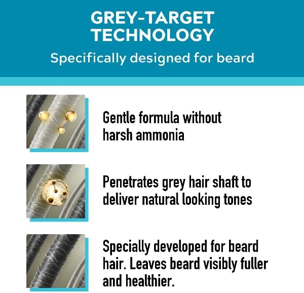 Just for men Moustache & Beard Dark Brown Dye, Eliminates Grey for a Thicker & Fuller Look M45