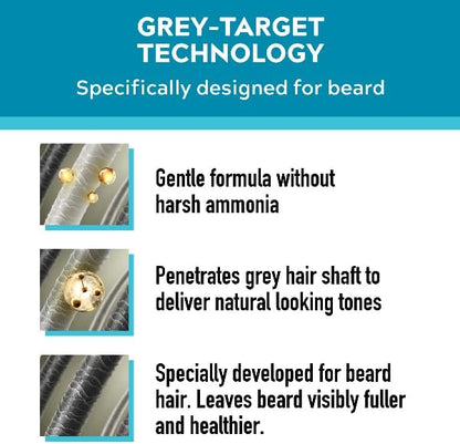 Just for men Moustache & Beard Dark Brown Dye, Eliminates Grey for a Thicker & Fuller Look M45