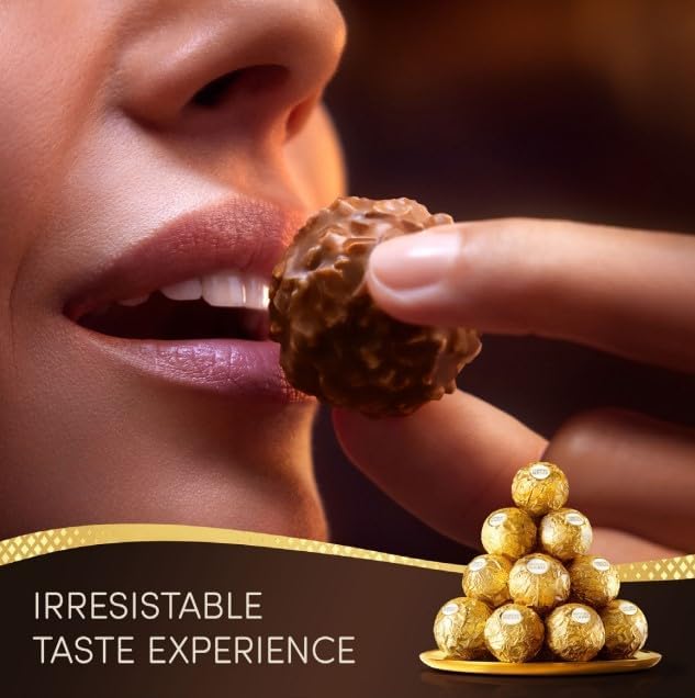 Ferrero Rocher Pralines, Chocolate Gifts - Chocolate Gift Box, Covered in Milk Chocolate and Nuts, 42 Pieces (525g)