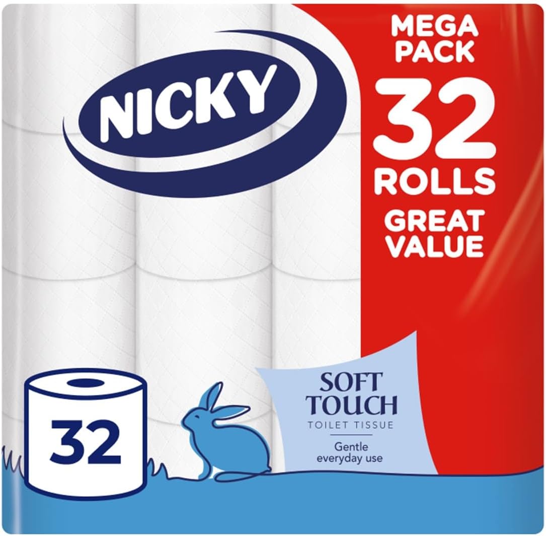 Nicky Soft Touch, 32 Rolls of Toilet Tissue, 2-Ply