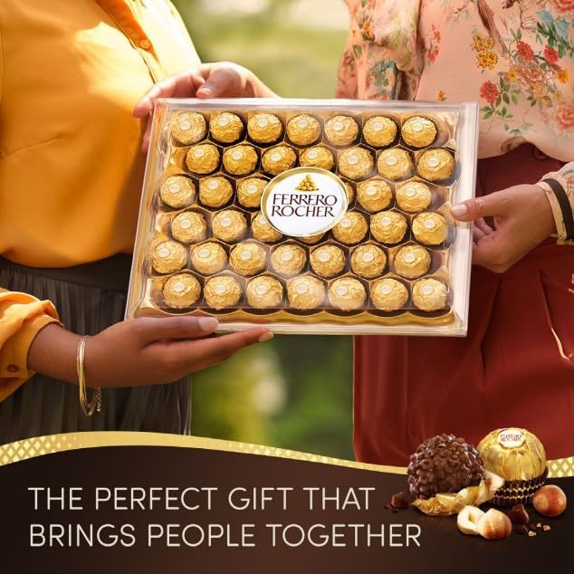 Ferrero Rocher Pralines, Chocolate Gifts - Chocolate Gift Box, Covered in Milk Chocolate and Nuts, 42 Pieces (525g)
