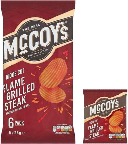 McCoys Flame Grilled Steak Crisps 25g (Pack of 6)