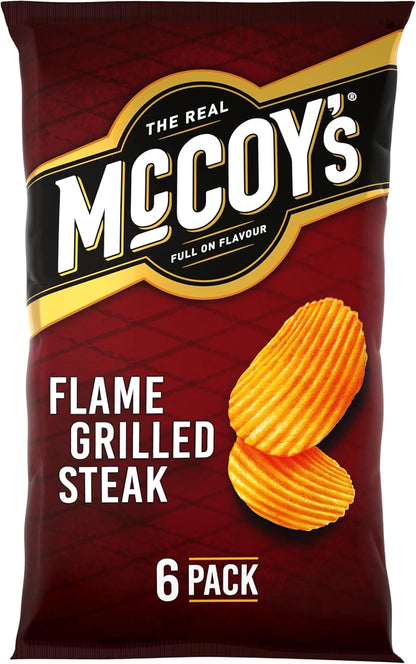 McCoys Flame Grilled Steak Crisps 25g (Pack of 6)