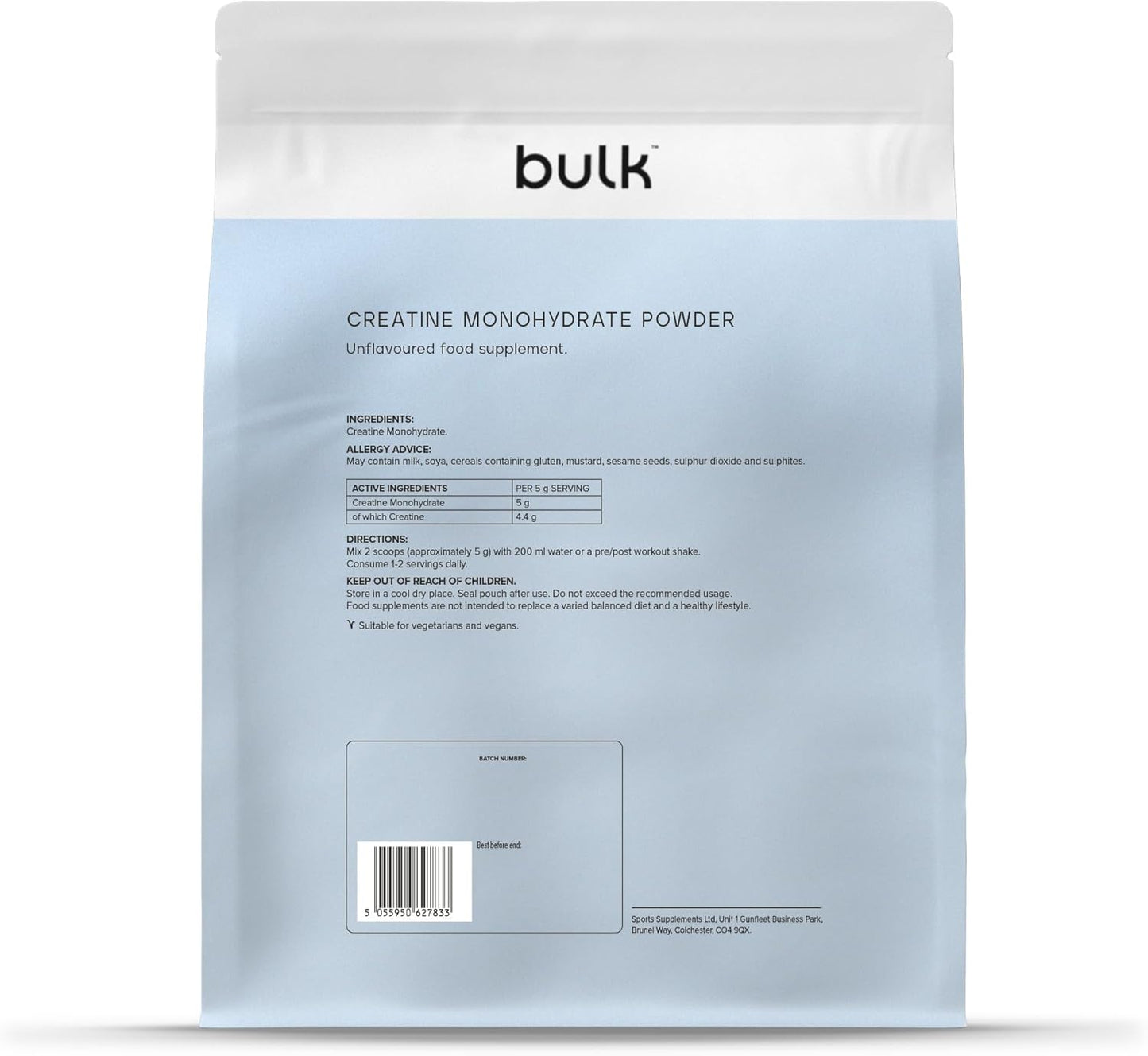 Bulk Creatine Monohydrate Powder, Pure Unflavoured, 1 kg