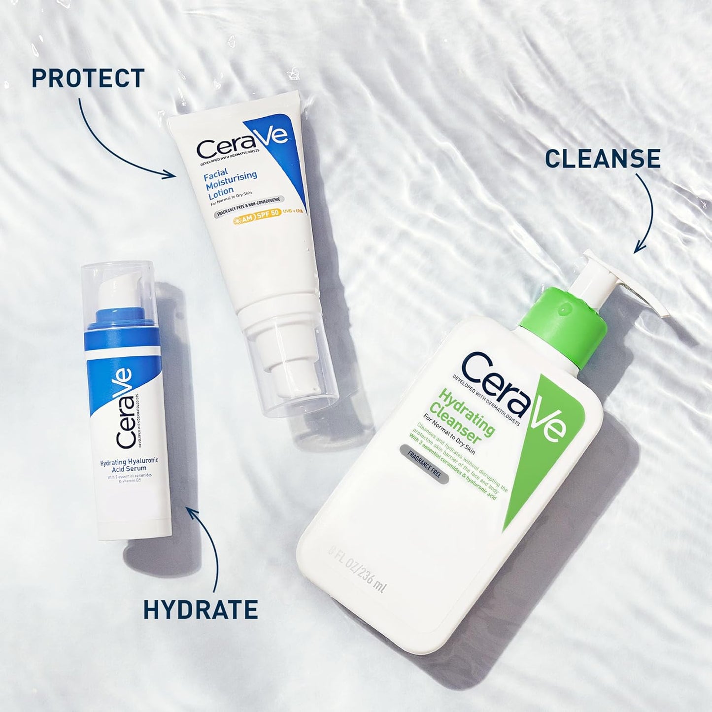 CeraVe Hydrating Cleanser, for normal to dry skin, contains Hyaluronic Acid and 3 essential ceramides, facial cleanser for sensitive skin, Cerave skin care face wash