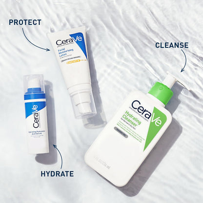 CeraVe Hydrating Cleanser, for normal to dry skin, contains Hyaluronic Acid and 3 essential ceramides, facial cleanser for sensitive skin, Cerave skin care face wash