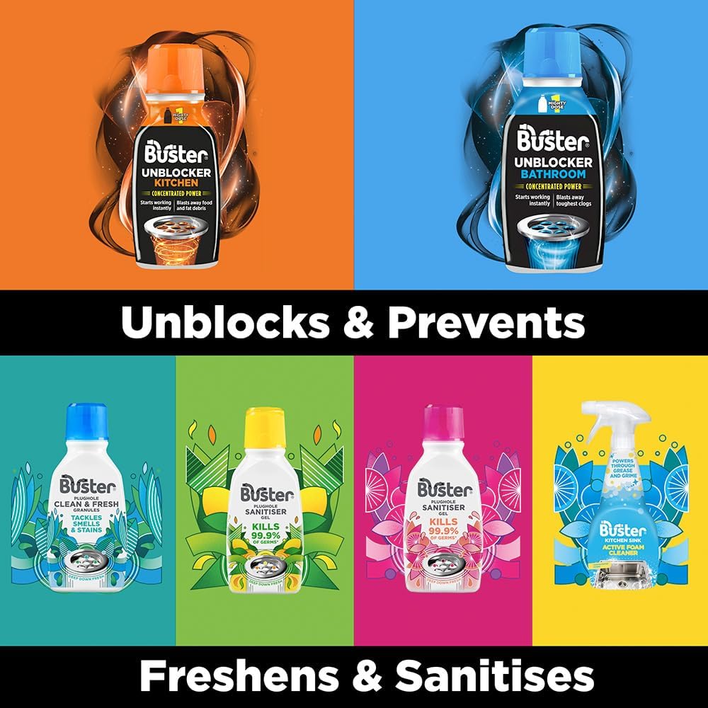 Buster Bathroom Drain Unblocker (Pack of 2 x 300ml)