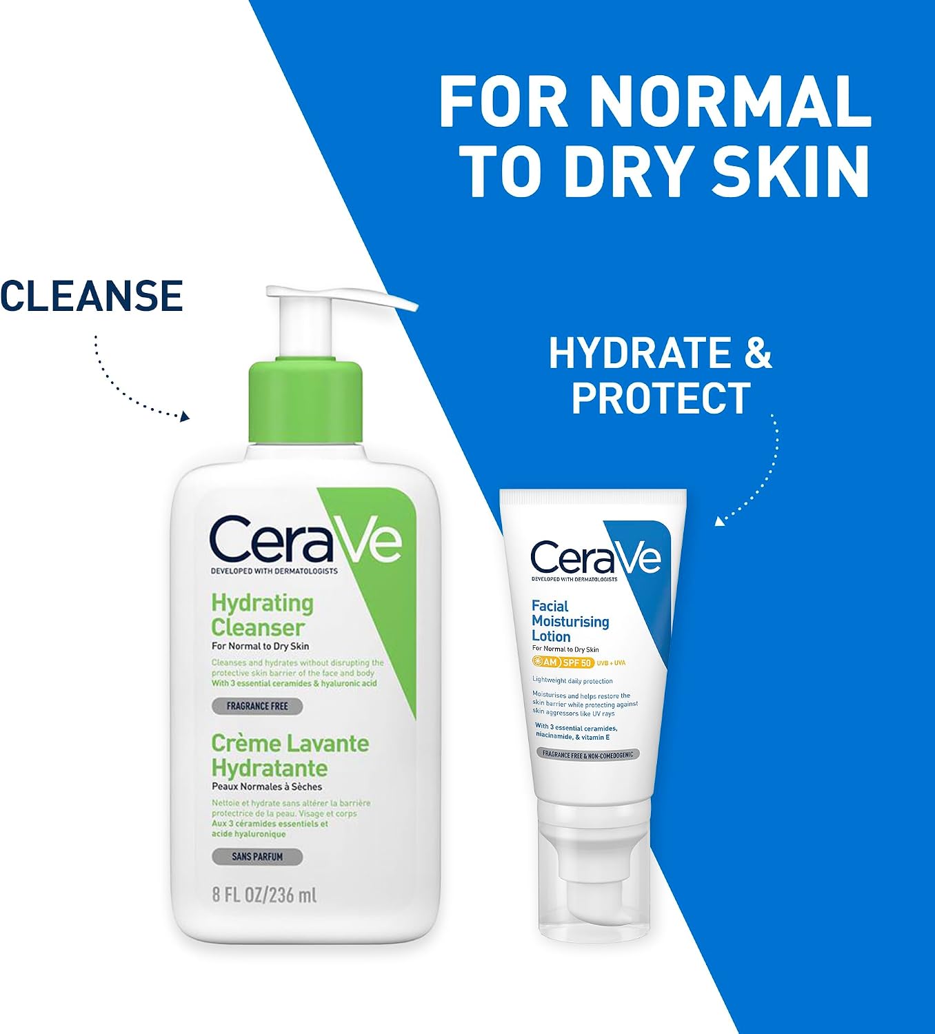 CeraVe AM Facial Moisturising Lotion SPF50 With 3 Essential Ceramides, Vitamin E, Niacinamide, MVE Technology, UVA UVB Protection, For Normal to Dry Skin, Lightweight, Non-Greasy, Allergy Tested, 52ml