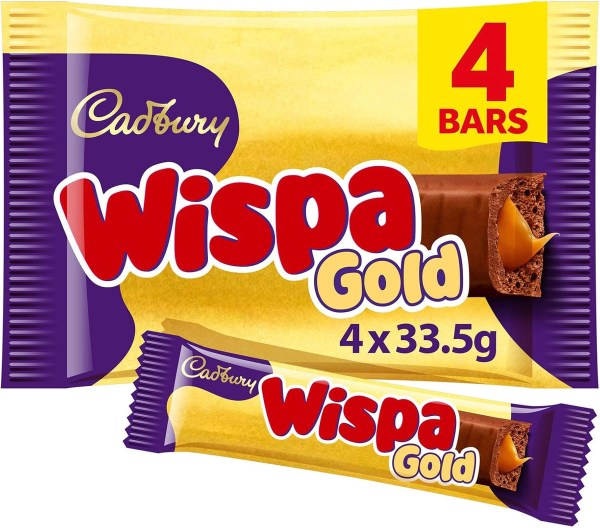 Cadbury Wispa Gold Chocolate Bars, 4 x 38.3 g (Pack of 1)