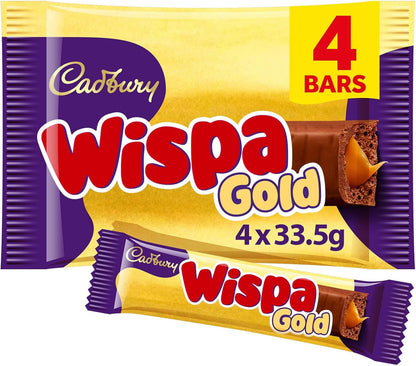 Cadbury Wispa Gold Chocolate Bars, 4 x 38.3 g (Pack of 1)