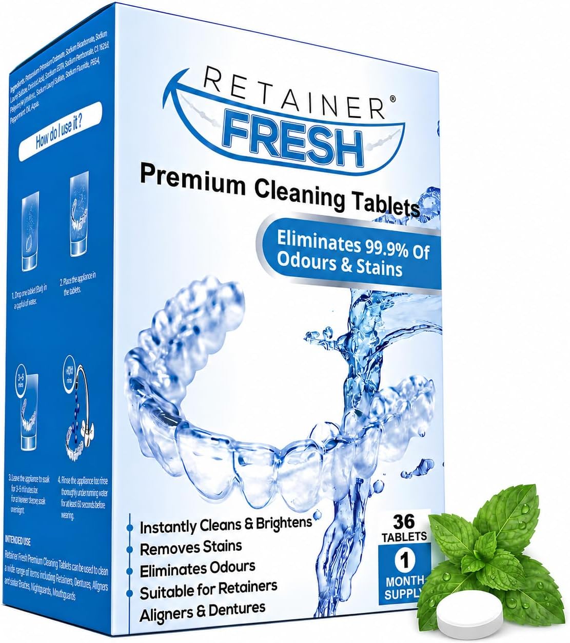 Retainer Fresh Retainer Cleaner Tablets 36 Tablets 1 Month Denture Cleaner