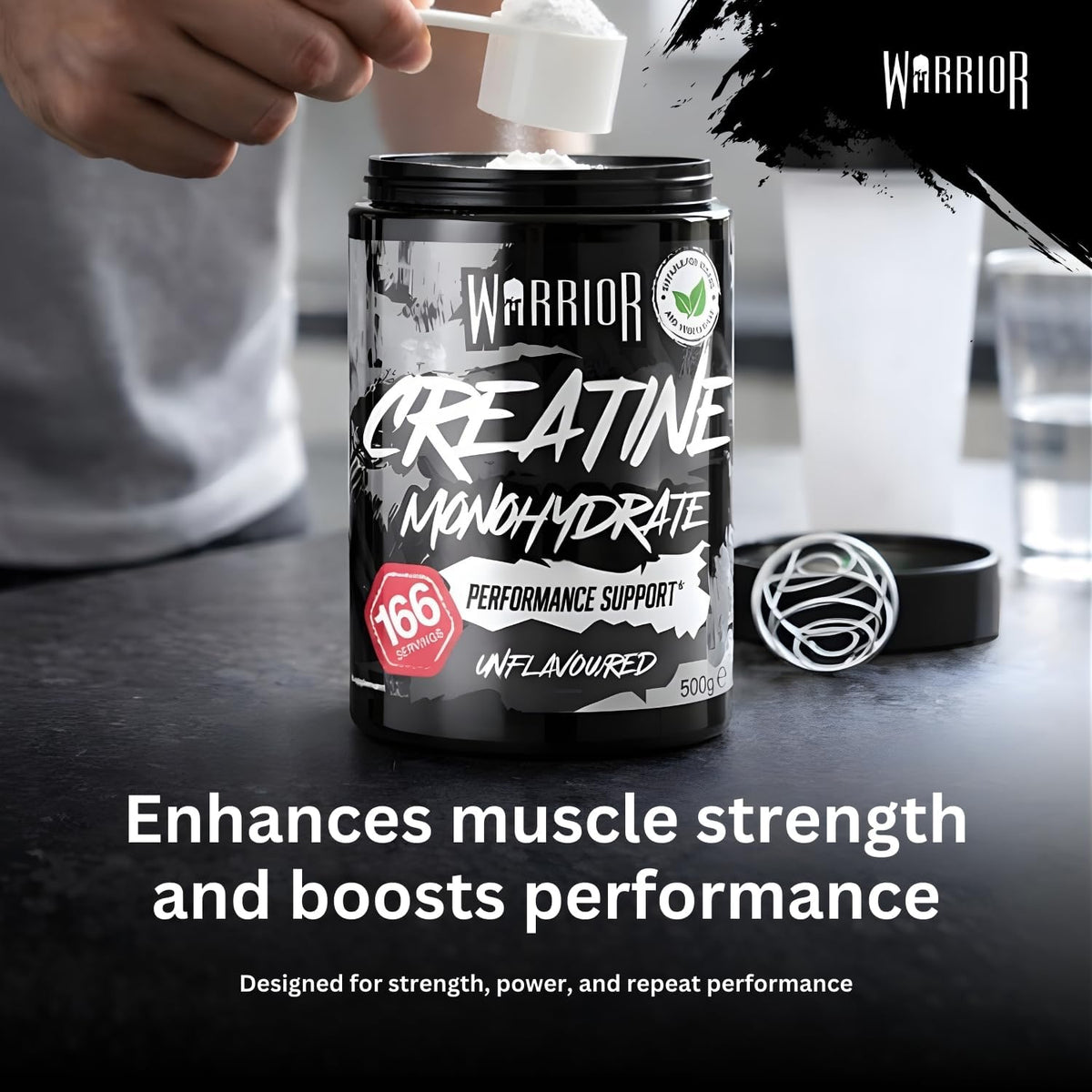Warrior Creatine Monohydrate Powder 500g Pure Micronised (166 Servings)