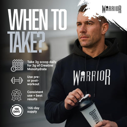 Warrior Creatine Monohydrate Powder 500g Pure Micronised (166 Servings)