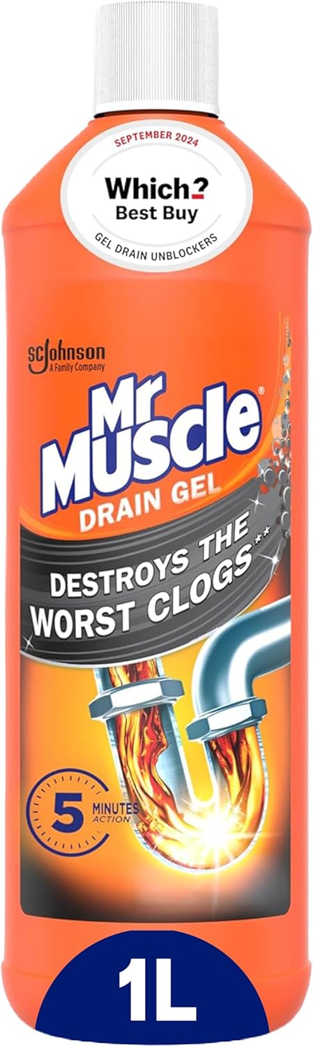 Mr Muscle Drain Unblocker 1L, Heavy Duty Fast Acting Gel Sink Unblocker