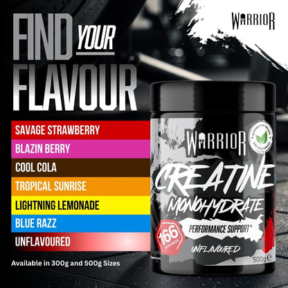 Warrior Creatine Monohydrate Powder 500g Pure Micronised (166 Servings)