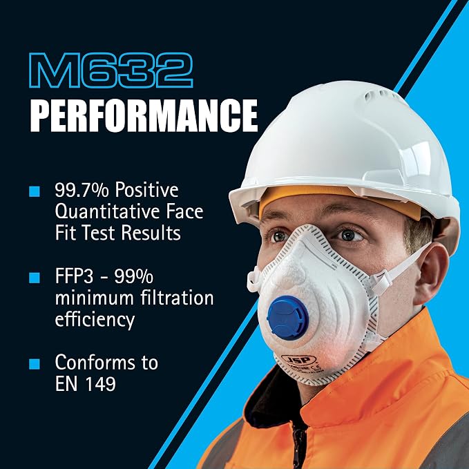 JSP M632 FFP3 Valved Dust Face Mask for Construction, DIY & Trade 10 Pack