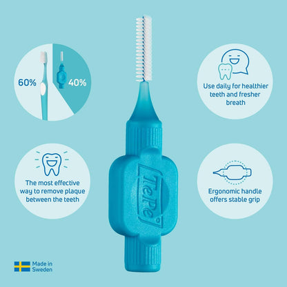TePe Interdental Brush, Original, Yellow, 0.7mm/ISO 4, 20pcs | Effective cleaning between teeth, Plaque remover and brush for small gaps