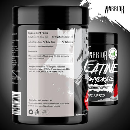 Warrior Creatine Monohydrate Powder 500g Pure Micronised (166 Servings)