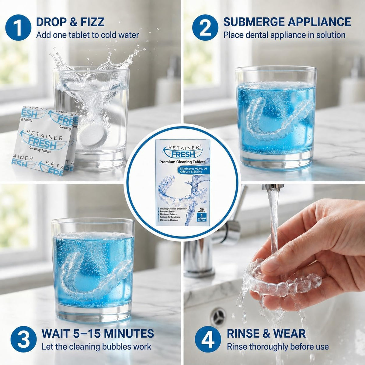 Retainer Fresh Retainer Cleaner Tablets 36 Tablets 1 Month Denture Cleaner