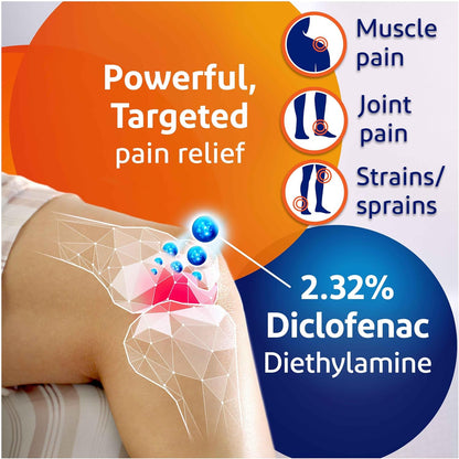 Voltarol Joint & Back Pain Relief 2.32% Gel, Max Strength Diclofenac Anti Inflammatory Pain Relief for Muscles & Joints, 50 g
