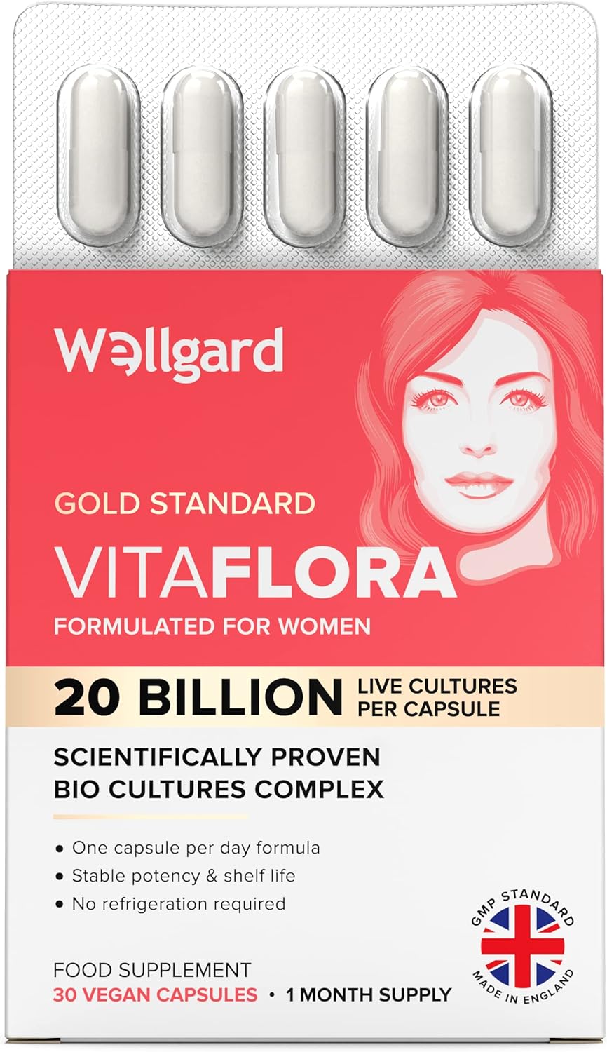 Wellgard Vitaflora for Women - Womens Live Cultures for Intimate Flora, Vaginal Live Cultures, Suitable During Pregnancy, 30 Capsules, Made in UK