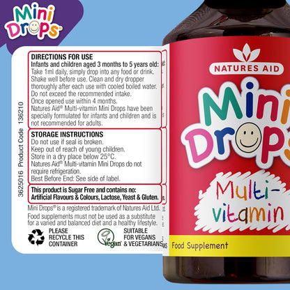 Natures Aid Mini Drops Multi-Vitamin for Babies, Kids & Children 50ml