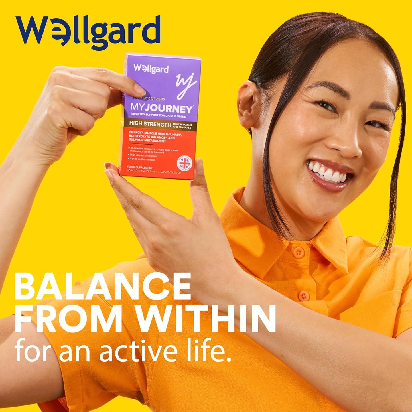 Wellgard My Journey – MJ Multivitamin for Energy, Muscles, Hair, Electrolyte Balance and Sulphur Metabolism, 60 Capsules