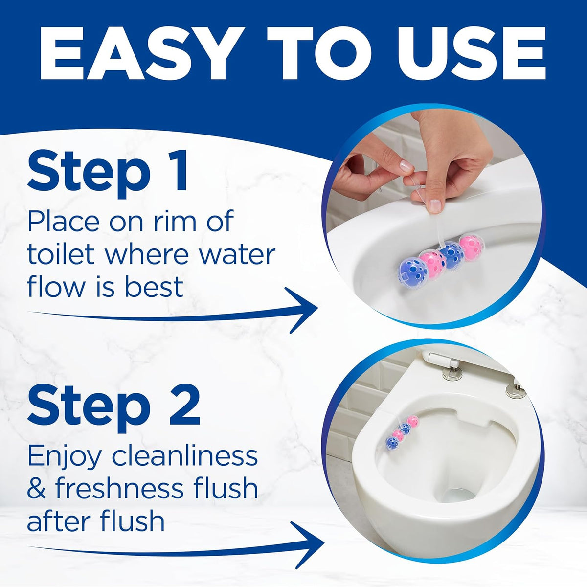 Bloo Power Active Toilet Rim Block & Freshener, Fresh Flowers, Pack of 3