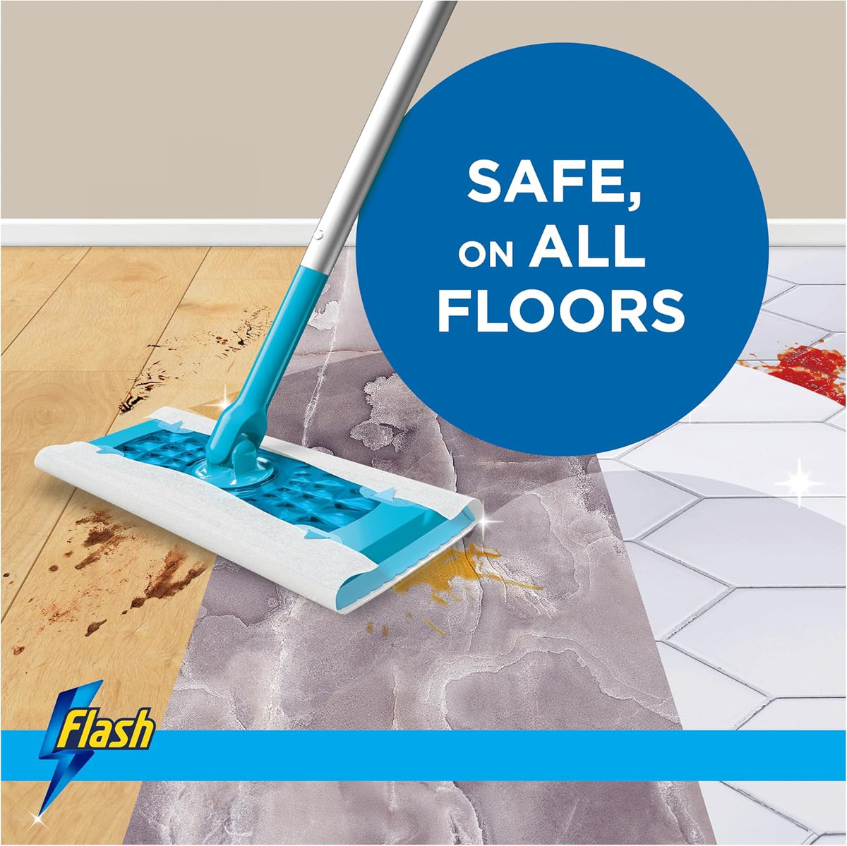 Flash Speedmop Wet Mop Floor Cleaner Starter Kit 1 Mop, 20 Wet Lemon Refills