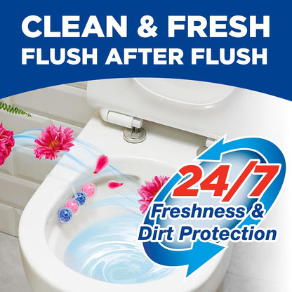 Bloo Power Active Toilet Rim Block & Freshener, Fresh Flowers, Pack of 3