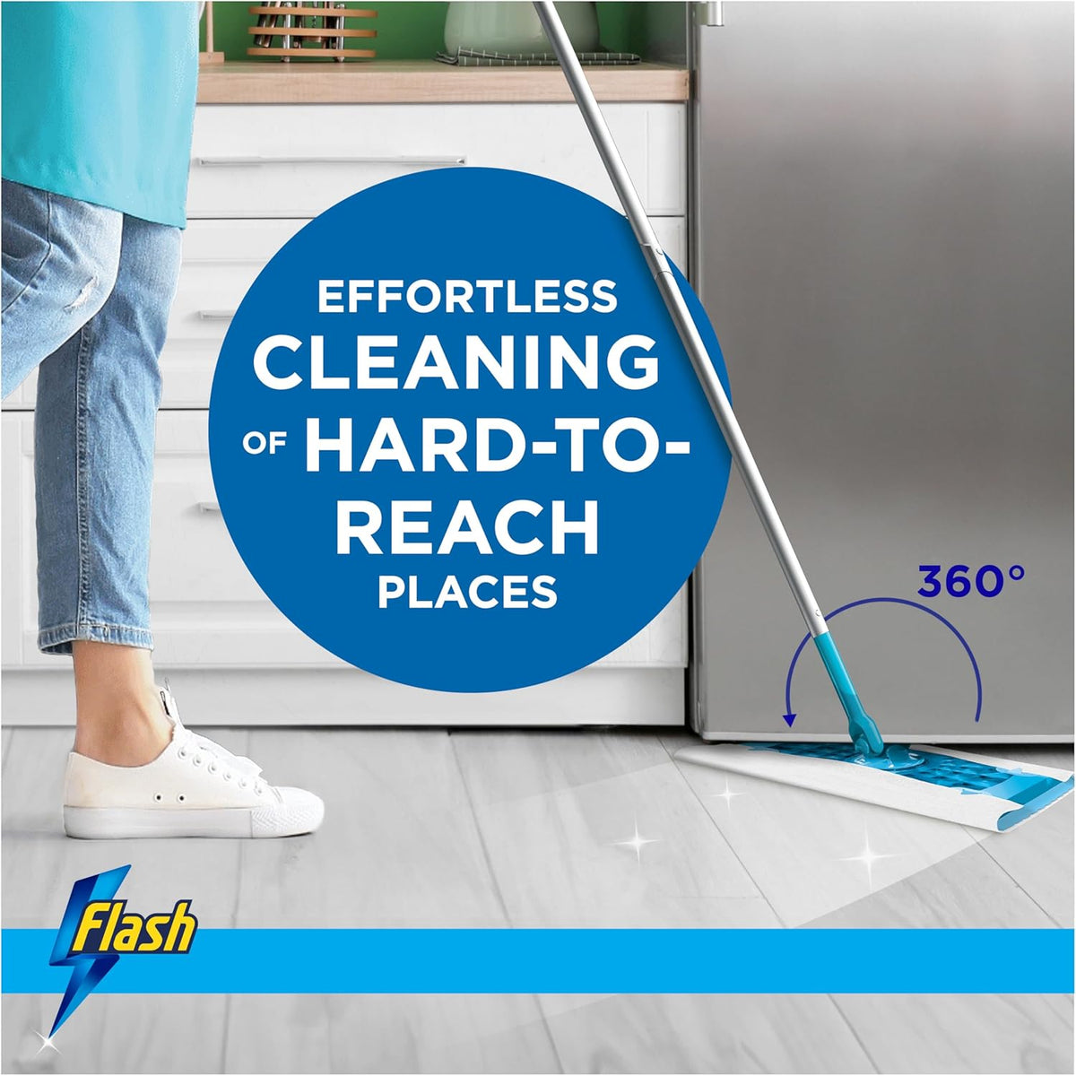 Flash Speedmop Wet Mop Floor Cleaner Starter Kit 1 Mop, 20 Wet Lemon Refills