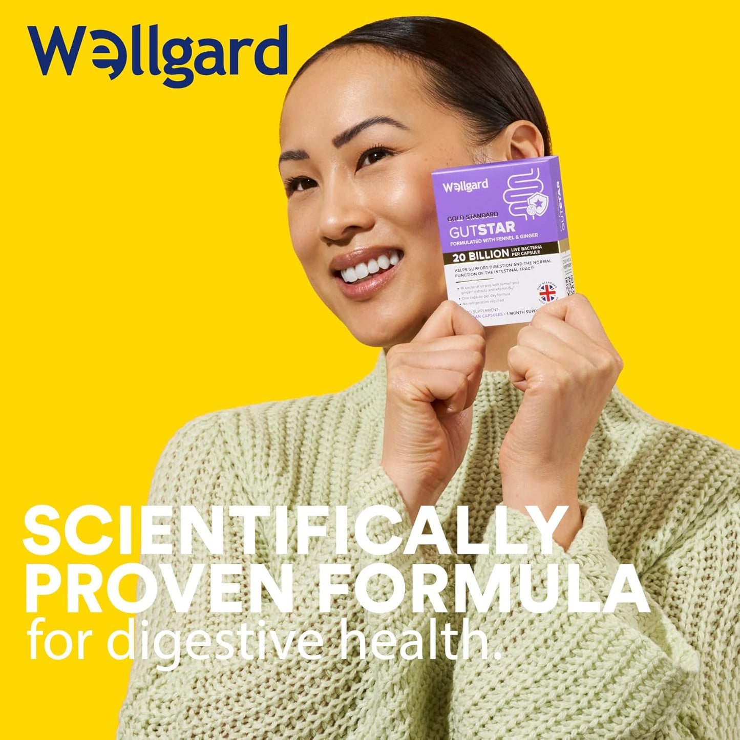 Wellgard Gutstar Bio Cultures for Gut Health, 20 Billion CFU - 16 30 Capsules, Strains Bio Culture Supplement for Women & Men, with Fennel, Ginger & Vitamin B12, Vegan,