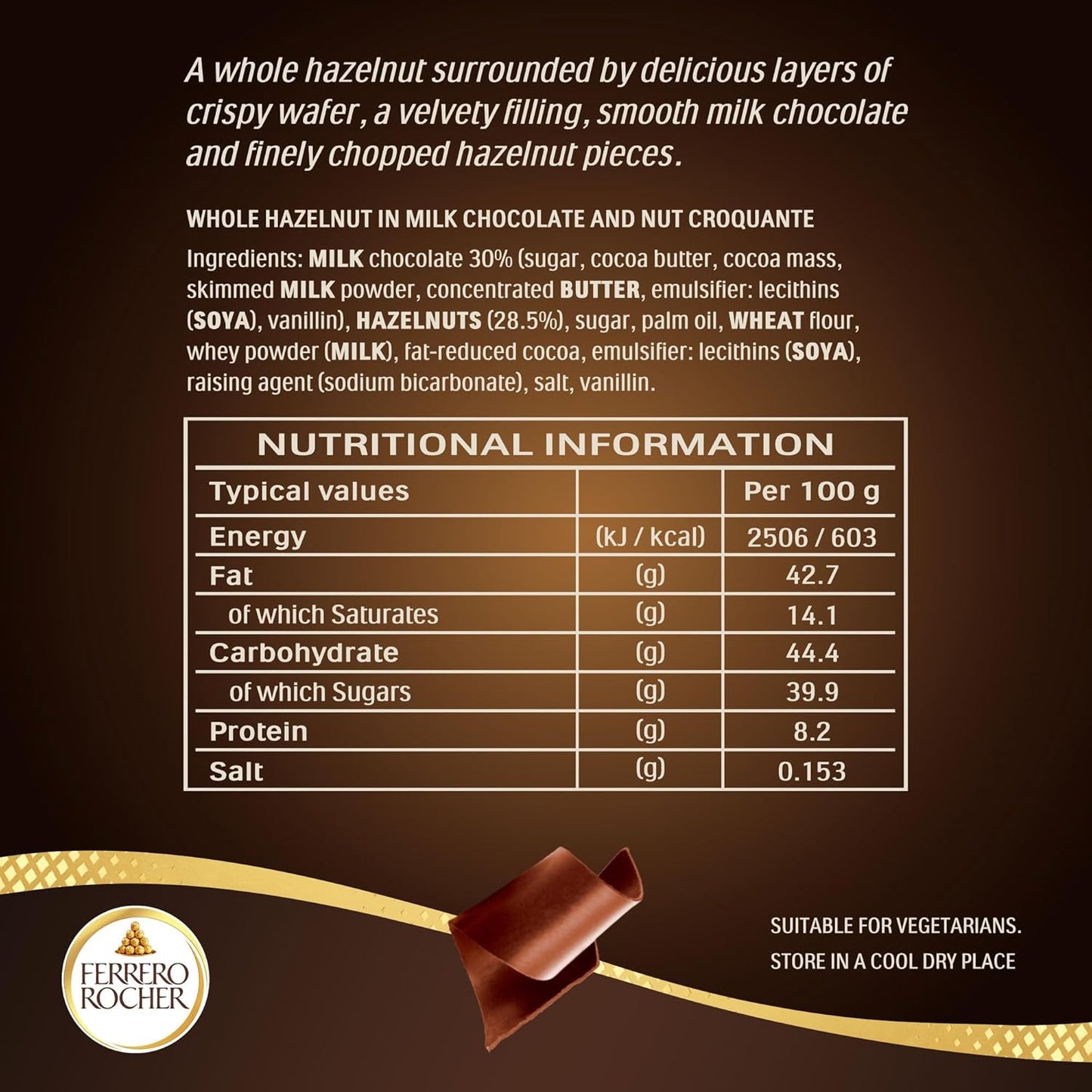 Ferrero Rocher Pralines, Chocolate Gifts - Chocolate Gift Box, Covered in Milk Chocolate and Nuts, 42 Pieces (525g)