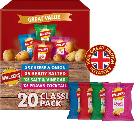 Walkers Classic Variety Multipack Crisps Box 20x25 g