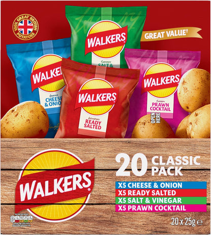 Walkers Classic Variety Multipack Crisps Box 20x25 g