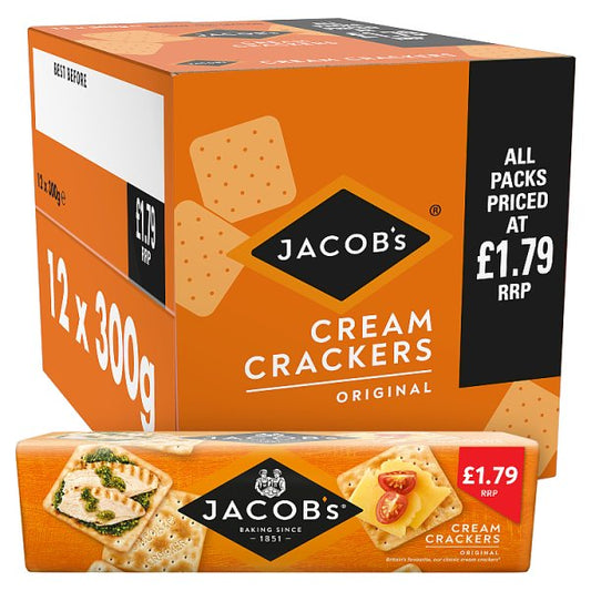 Jacob’s Cream Crackers 300g (Case of 12) – Original Crispy Crackers