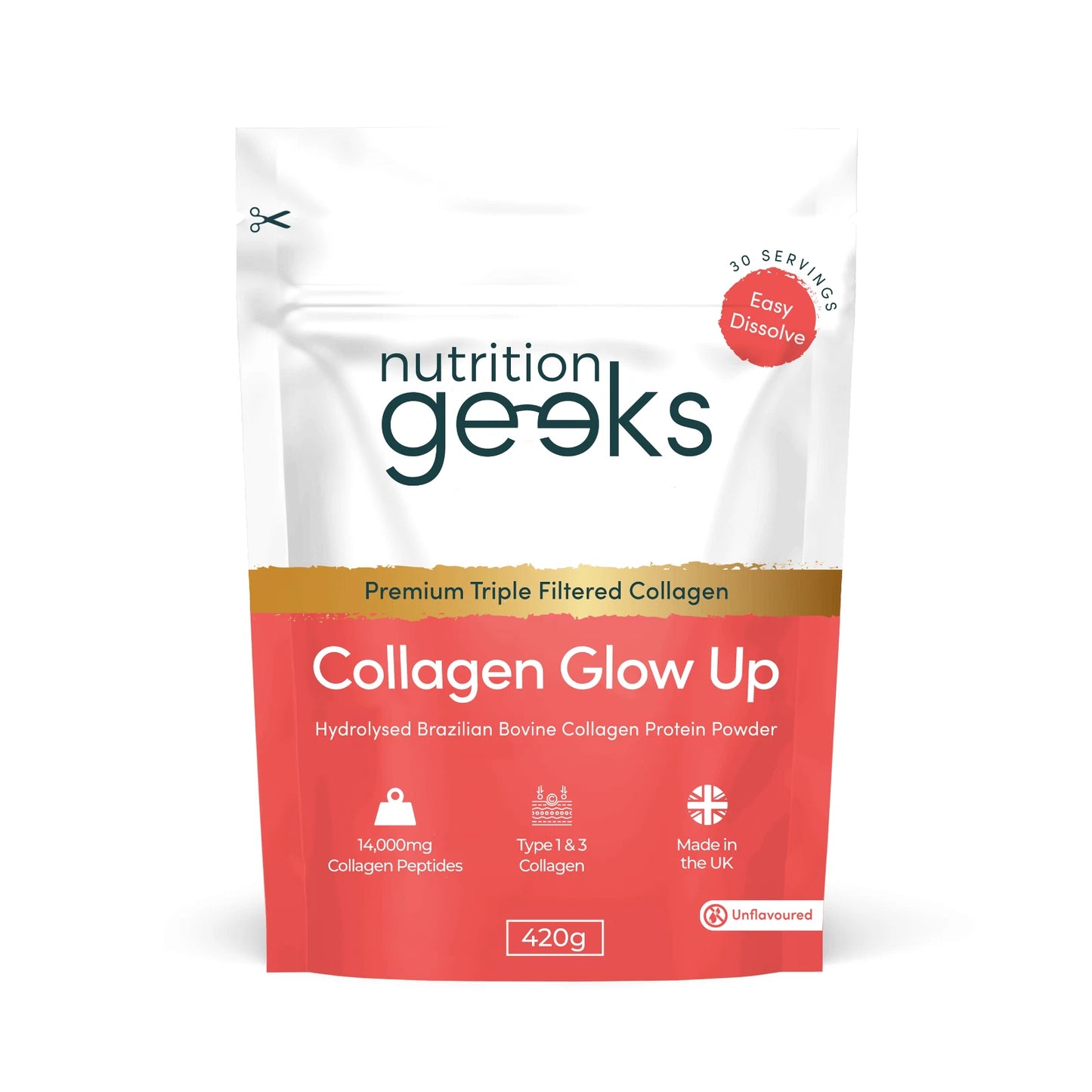 Nutrition Geeks Collagen Glow Up Powder  (420g)  The all-natural, triple-filtered premium collagen powder