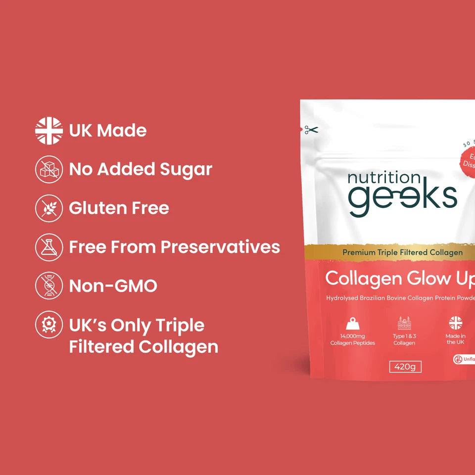 Nutrition Geeks Collagen Glow Up Powder  (420g)  The all-natural, triple-filtered premium collagen powder